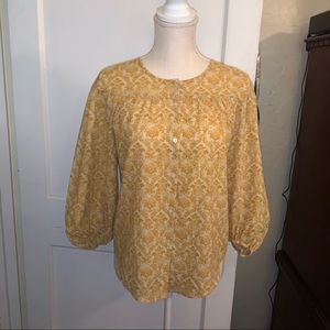 Women’s medium petite blouse gold design by Loft great condition